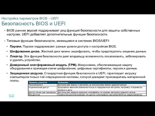 Настройка параметров BIOS - UEFI Безопасность BIOS и UEFI BIOS