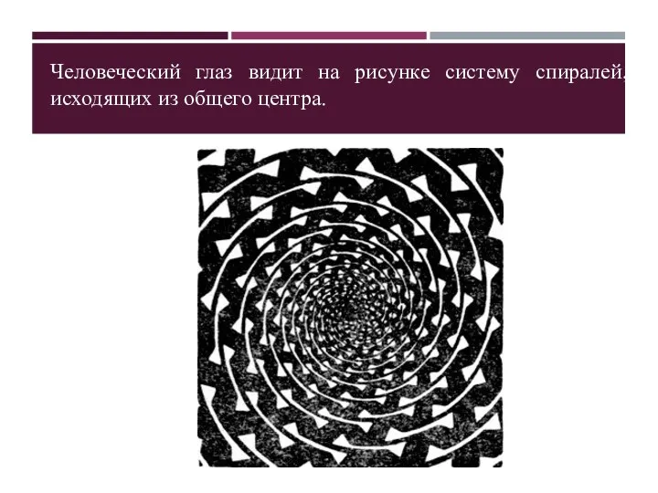 Человеческий глаз видит на рисунке систему спиралей, исходящих из общего центра.