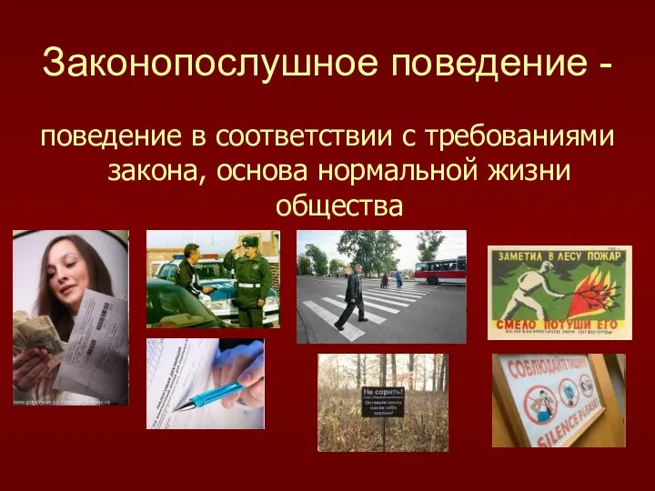 Законопослушное поведение - поведение в соответствии с требованиями закона, основа нормальной жизни общества