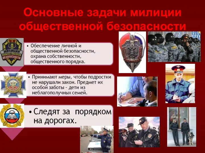 Основные задачи милиции общественной безопасности