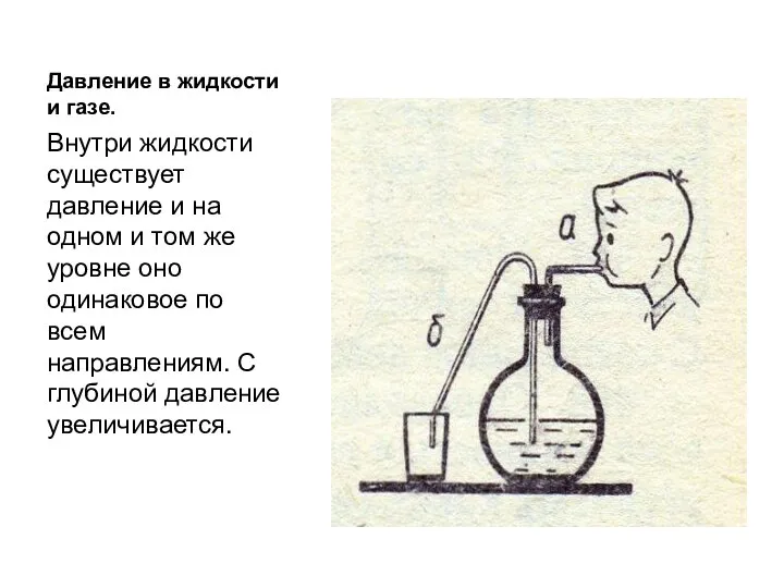 Давление в жидкости и газе. Внутри жидкости существует давление и