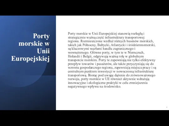 Porty morskie w Unii Europejskiej Porty morskie w Unii Europejskiej