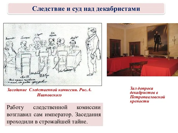 Работу следственной комиссии возглавил сам император. Заседания проходили в строжайшей