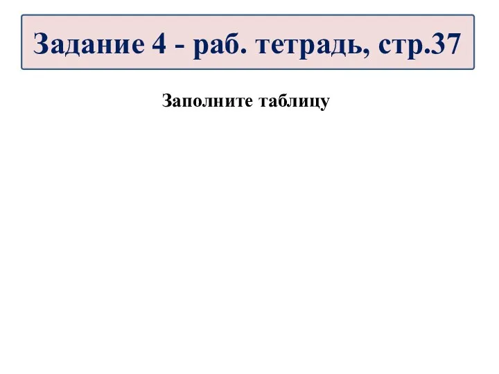 Заполните таблицу Задание 4 - раб. тетрадь, стр.37