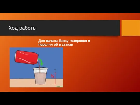 Ход работы Для начала банку гозировки и перелил её в стакан