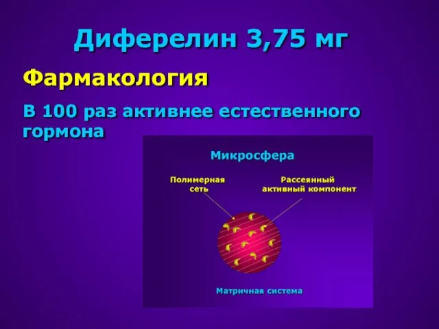 Диферелин 3,75 мг Фармакология В 100 раз активнее естественного гормона