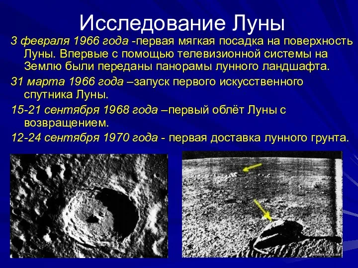 Исследование Луны 3 февраля 1966 года -первая мягкая посадка на