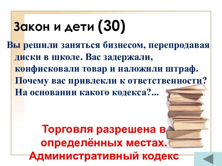 Закон и дети (30) Вы решили заняться бизнесом, перепродавая диски