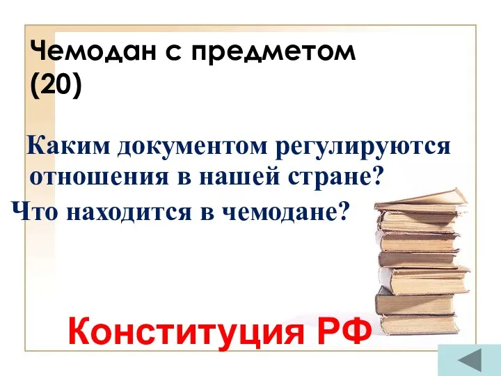 Чемодан с предметом (20) Каким документом регулируются отношения в нашей