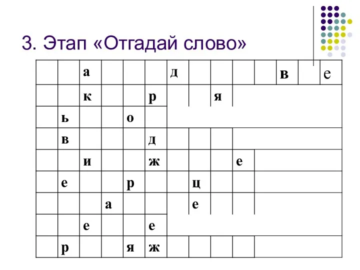 3. Этап «Отгадай слово»