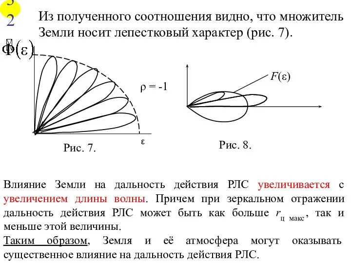 Из полученного соотношения видно, что множитель Земли носит лепестковый характер