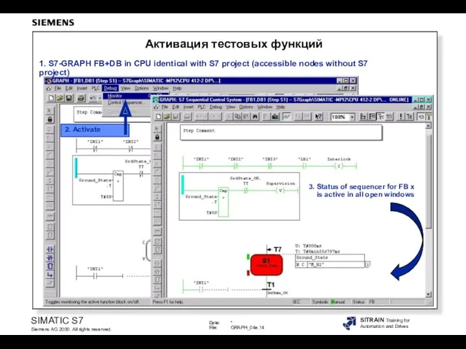 1. S7-GRAPH FB+DB in CPU identical with S7 project (accessible