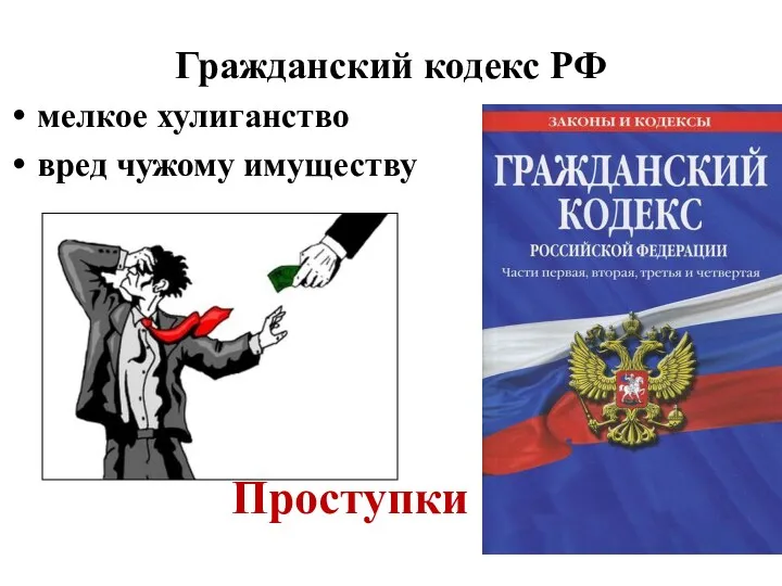 Гражданский кодекс РФ мелкое хулиганство вред чужому имуществу Проступки