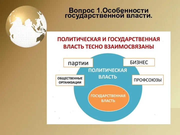 Вопрос 1.Особенности государственной власти.