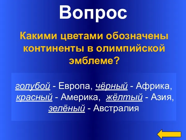 Вопрос голубой - Европа, чёрный - Африка, красный - Америка,