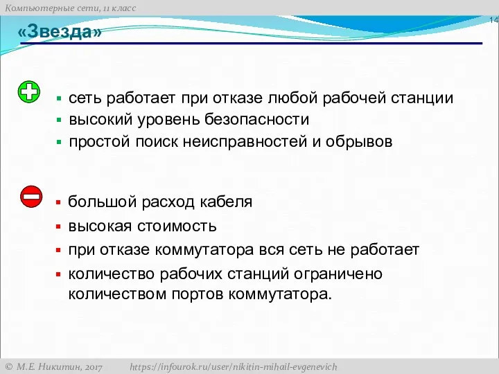 «Звезда» сеть работает при отказе любой рабочей станции высокий уровень