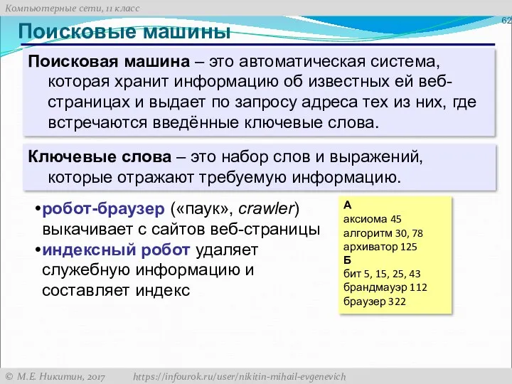 Поисковые машины Поисковая машина – это автоматическая система, которая хранит