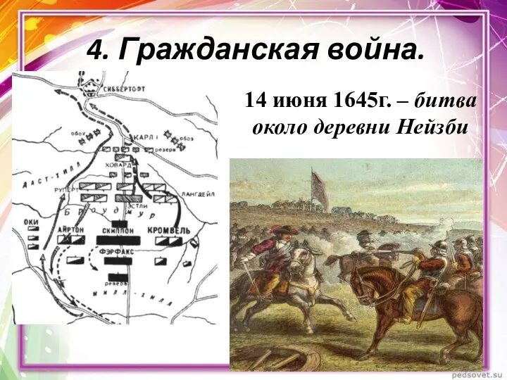 14 июня 1645г. – битва около деревни Нейзби 4. Гражданская война.