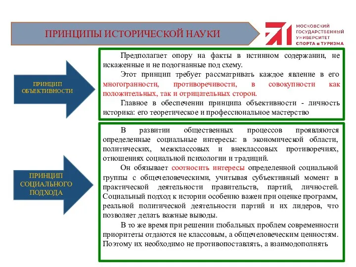 Предполагает опору на факты в истинном содержании, не искаженные и