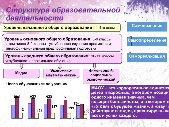 Структура образовательной деятельности Уровень начального общего образования : 1-4 классы