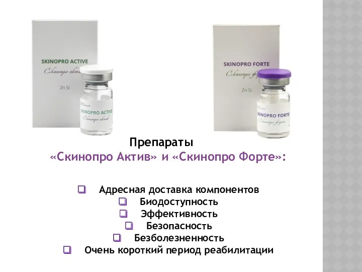 Препараты «Скинопро Актив» и «Скинопро Форте»: Адресная доставка компонентов Биодоступность