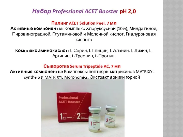 Набор Professional ACET Booster pH 2,0 Пилинг ACET Solution Peel,