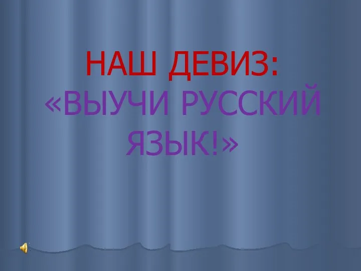 НАШ ДЕВИЗ: «ВЫУЧИ РУССКИЙ ЯЗЫК!»