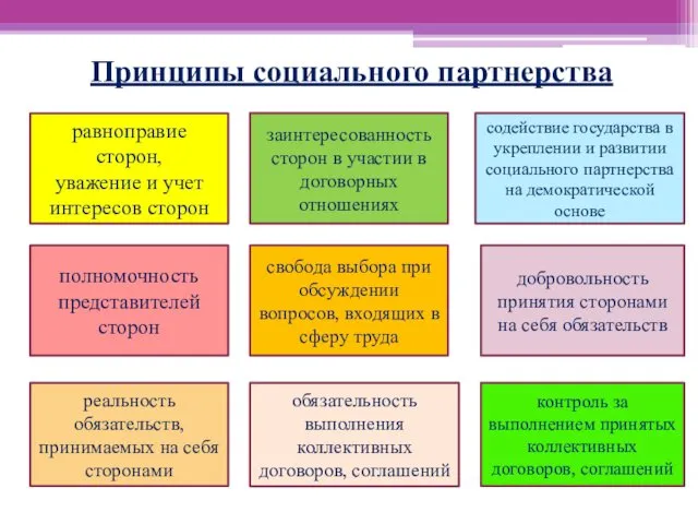 Принципы социального партнерства равноправие сторон, уважение и учет интересов сторон