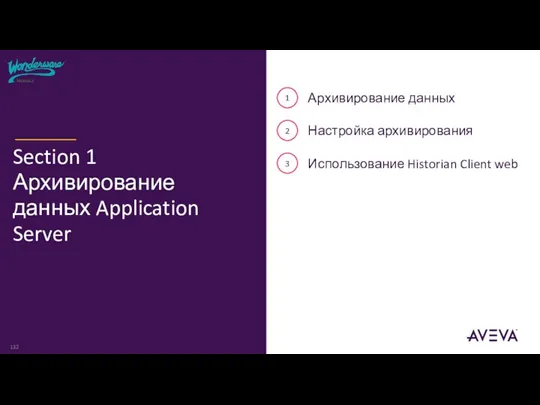 1 2 3 Архивирование данных Настройка архивирования Использование Historian Client