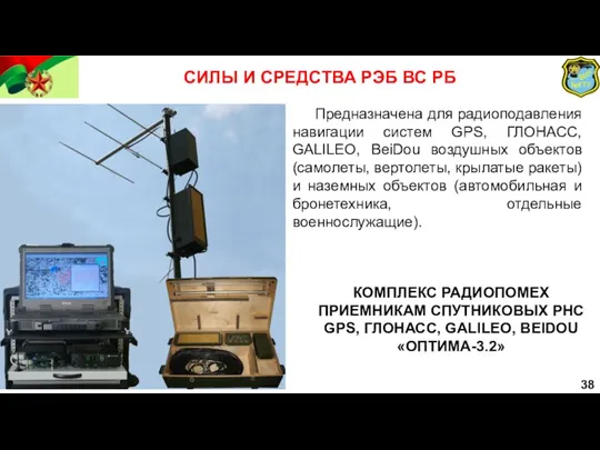 38 СИЛЫ И СРЕДСТВА РЭБ ВС РБ КОМПЛЕКС РАДИОПОМЕХ ПРИЕМНИКАМ