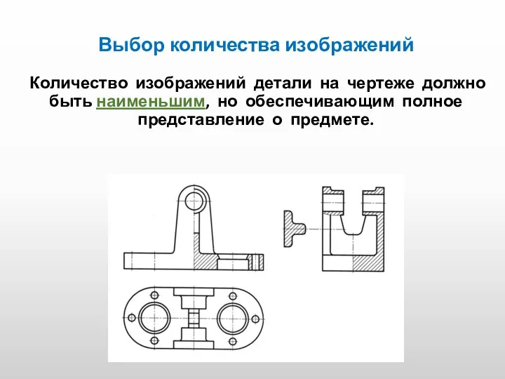 Выбор количества изображений Количество изображений детали на чертеже должно быть