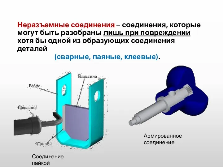 Неразъемные соединения – соединения, которые могут быть разобраны лишь при