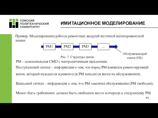 ИМИТАЦИОННОЕ МОДЕЛИРОВАНИЕ Пример. Моделирование работы ремонтных модулей поточной вагоноремонтной линии