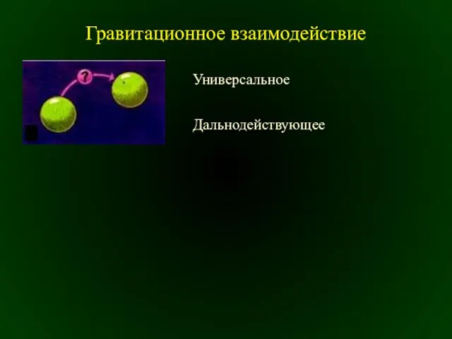 Гравитационное взаимодействие Универсальное Дальнодействующее