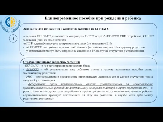 Основание для назначения и выплаты: сведения из ЕГР ЗАГС -