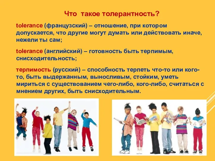 tolerance (французский) – отношение, при котором допускается, что другие могут