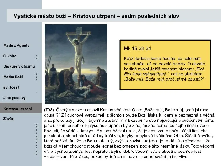 Kristovo utrpení (708) Čtvrtým slovem oslovil Kristus věčného Otce: „Bože můj, Bože můj,