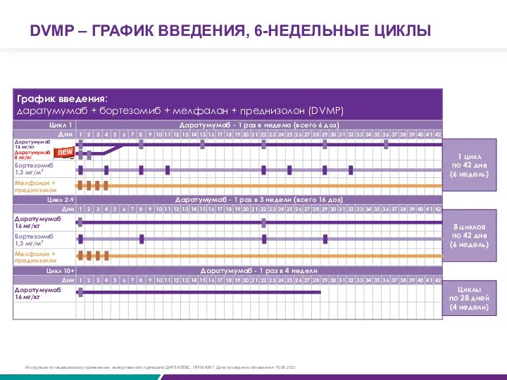 1 цикл по 42 дня (6 недель) 8 циклов по