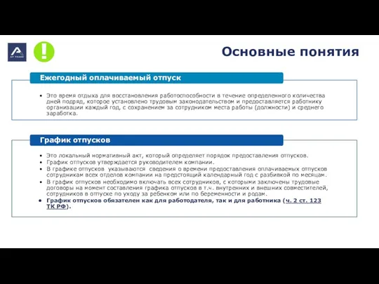 Основные понятия Это время отдыха для восстановления работоспособности в течение