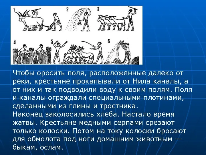 Чтобы оросить поля, расположенные далеко от реки, крестьяне прокапывали от