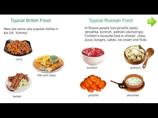 Typical British Food Typical Russian Food Here are some very