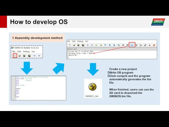 How to develop OS 1 Assembly development method Create a