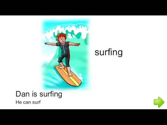 Dan is surfing He can surf surfing