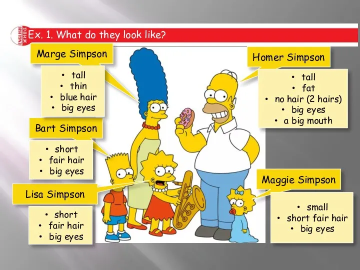 Ex. 1. What do they look like? Homer Simpson Maggie