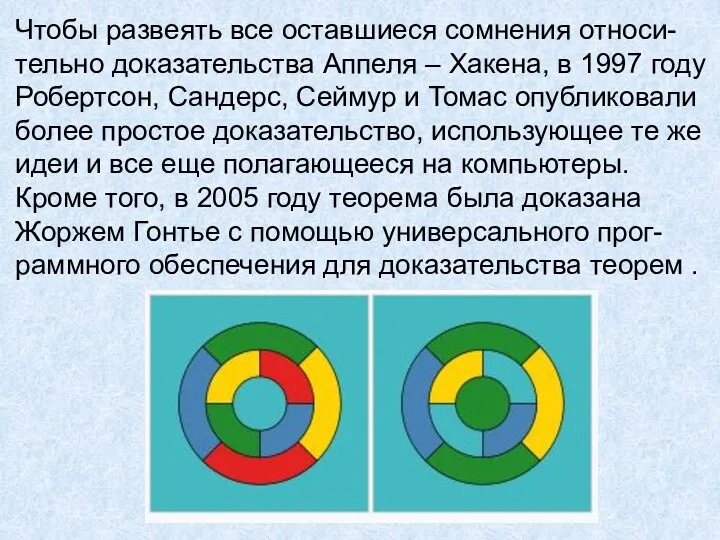 Чтобы развеять все оставшиеся сомнения относи-тельно доказательства Аппеля – Хакена,