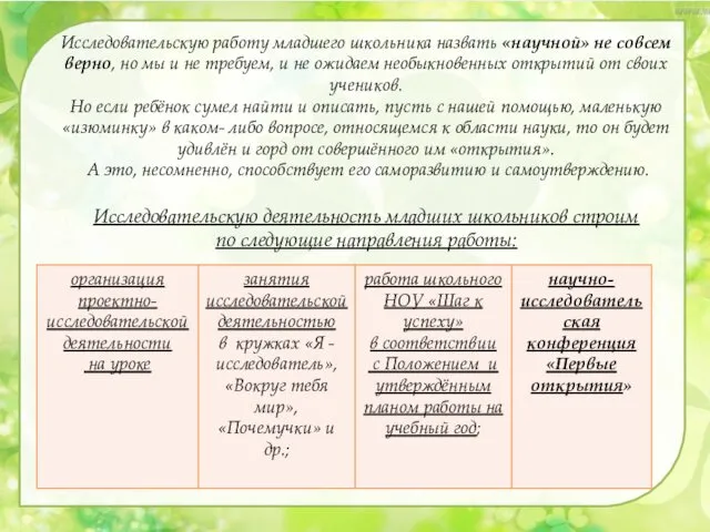 Исследовательскую работу младшего школьника назвать «научной» не совсем верно, но мы и не