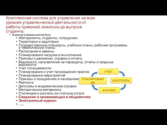 Комплексная система для управления на всех уровнях управленческой деятельности от