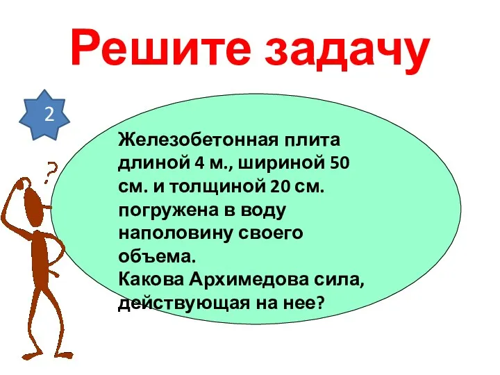 Решите задачу Железобетонная плита длиной 4 м., шириной 50 см.