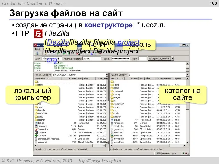 Загрузка файлов на сайт создание страниц в конструкторе: *.ucoz.ru FTP локальный компьютер каталог