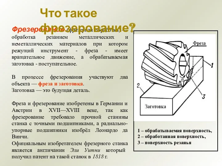 Фрезерование (фрезерная обработка) — обработка резанием металлических и неметаллических материалов